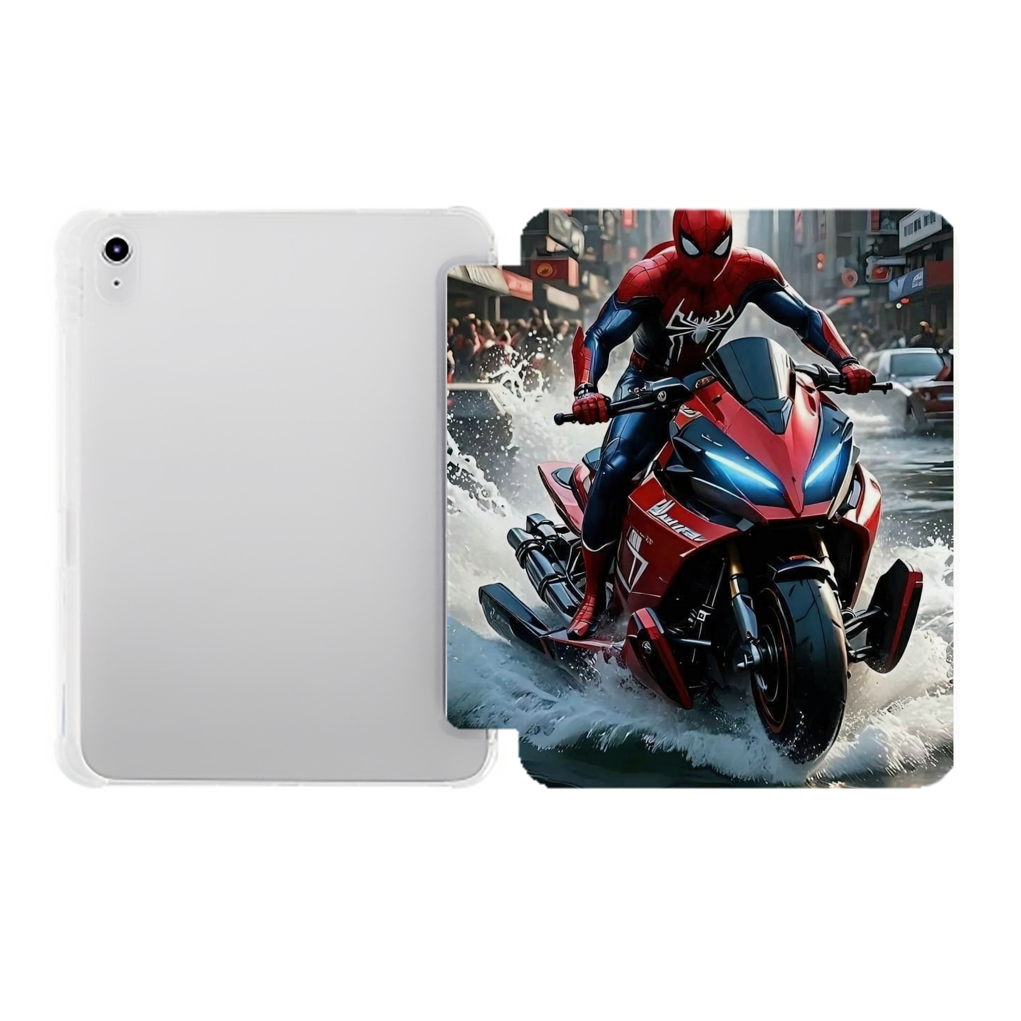 （画像用） Spider Man スパイダーマン IPad ケース ペン収納付き 三つ折りスタンド PUレザー×シリコン 対応機種9.5/10.5/10.9インチ